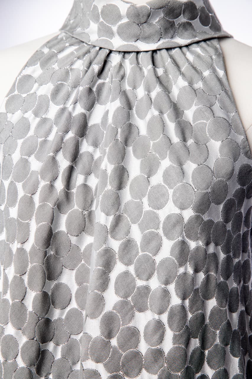 Corey Lynn Calter Silver Dot Jacquard Halter Dress