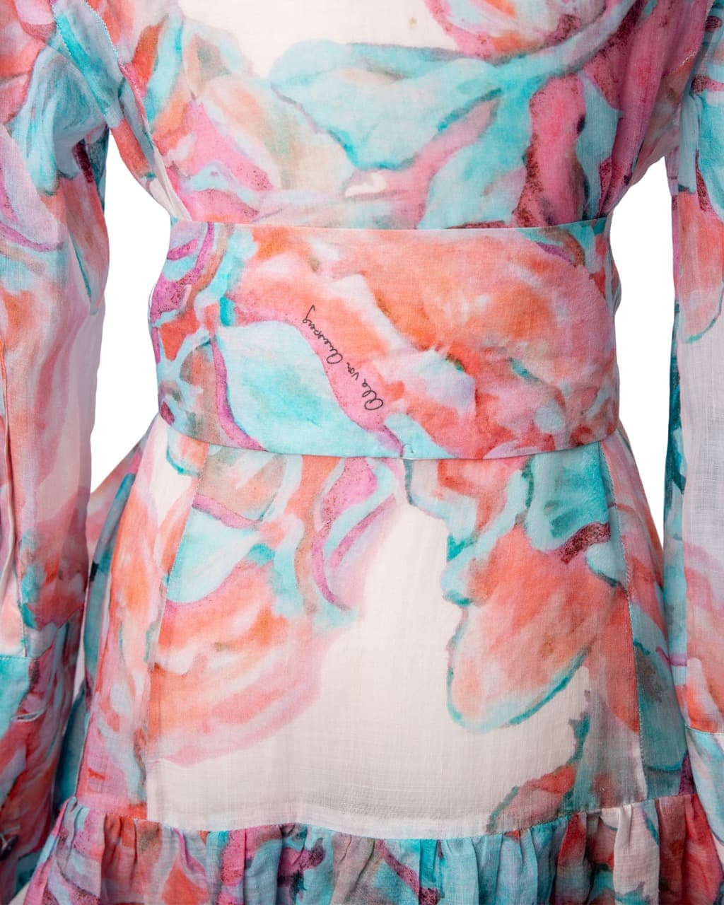 Ala von Auersperg Floral Cotton Voile Shirt Dress with Detachable Belt