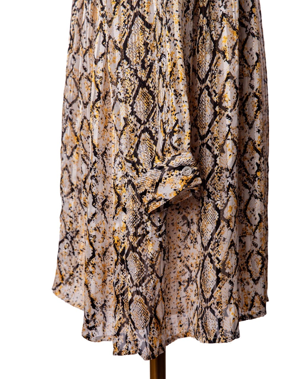 FRNCH Paris Metallic Snake Print Long Sleeve Tiered Mini Dress