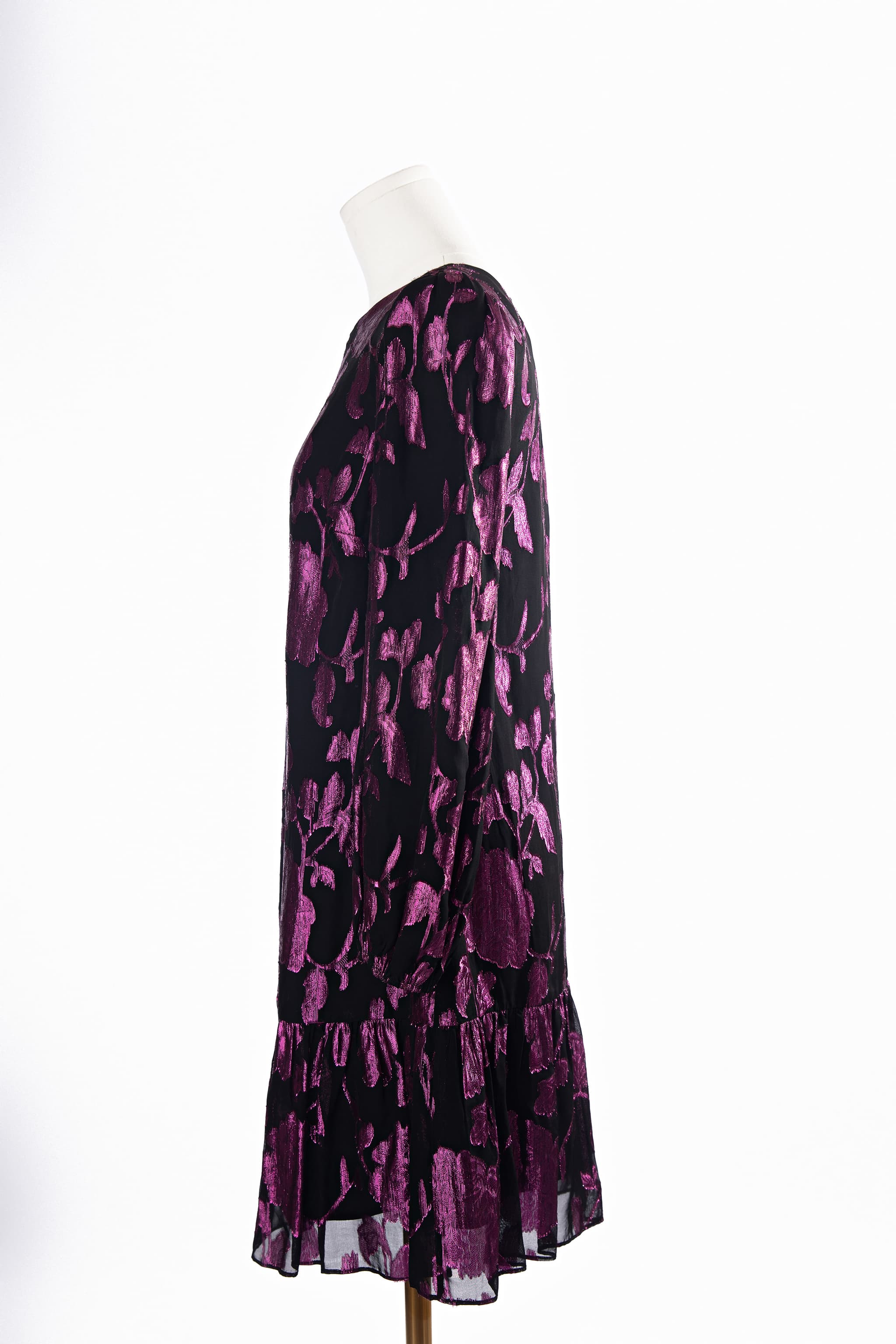 Milly Metallic Floral Chiffon Shift Dress