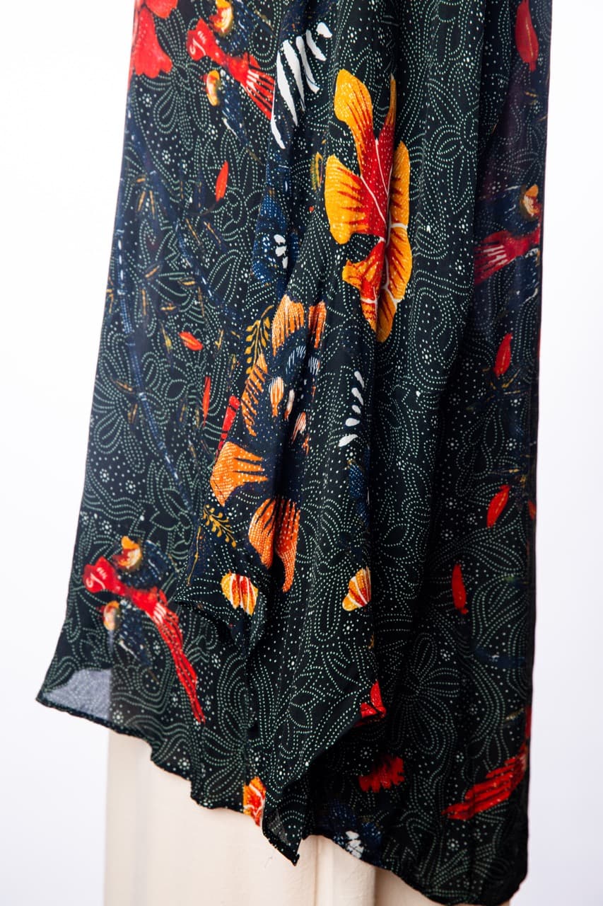 Kobi Halperin Silk Floral & Bee Print Tie-Neck Blouse