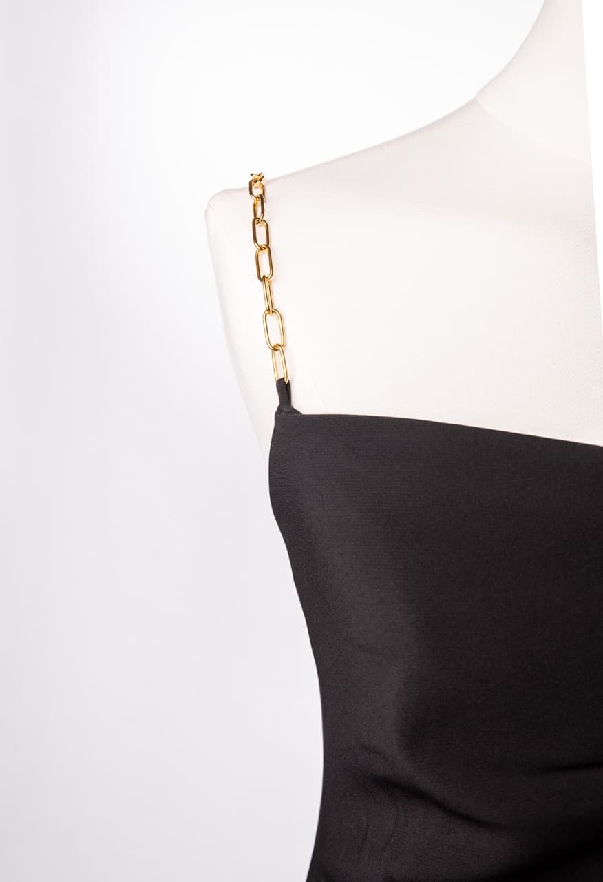HALSTON Draped Chain Strap Cocktail Dress | New Without Tags
