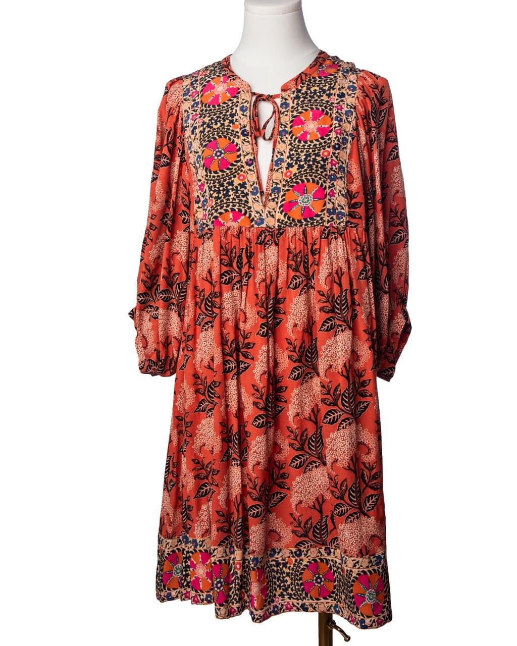 Ba&sh Rust Floral Boho Mini Dress