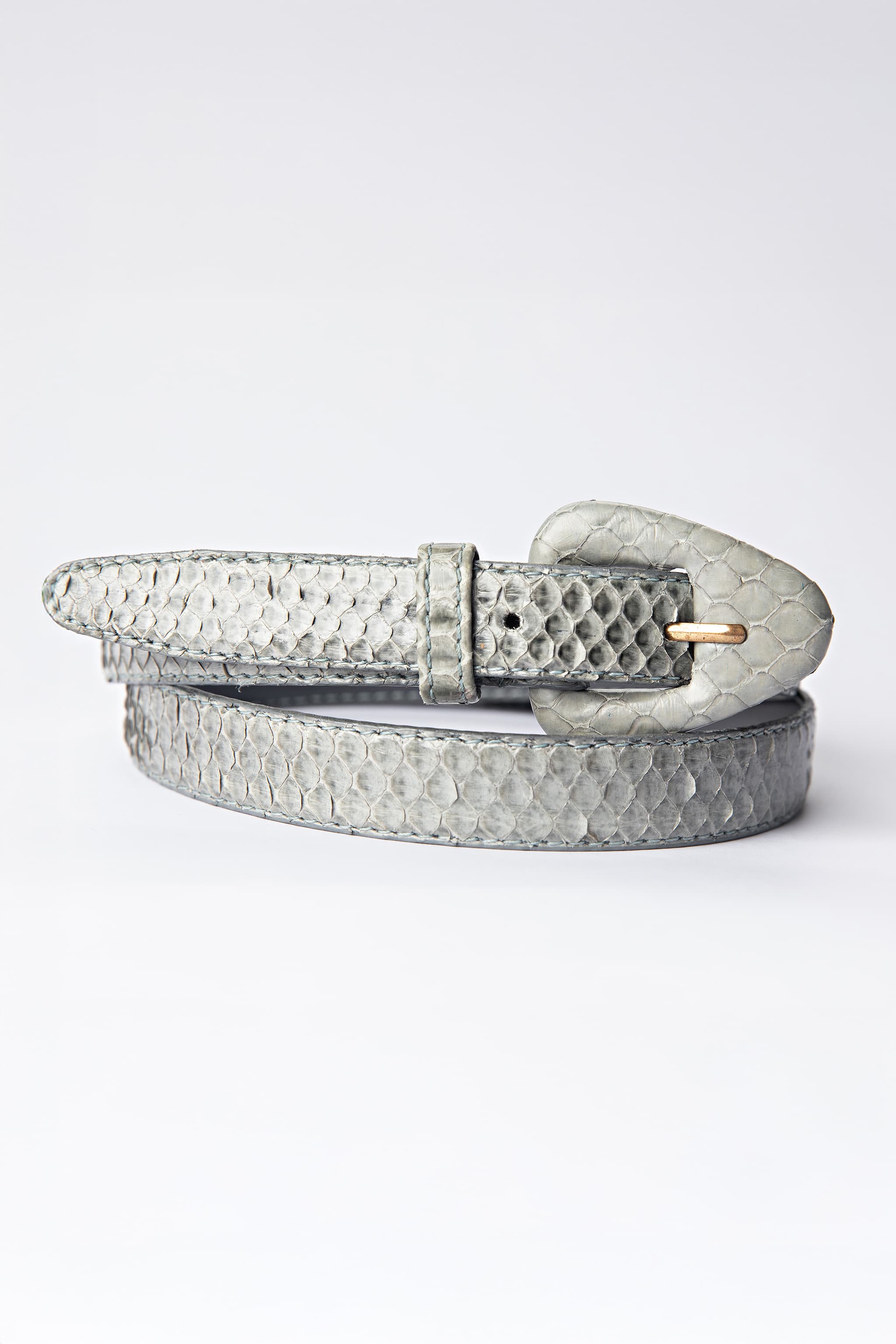 Genuine Snake Skin Gray Belt — Size Medium