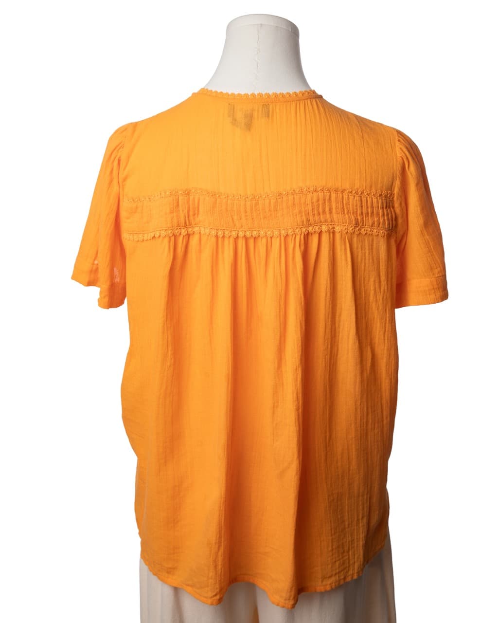 ME+EM Orange Pintuck Button Front Blouse - 100% Cotton