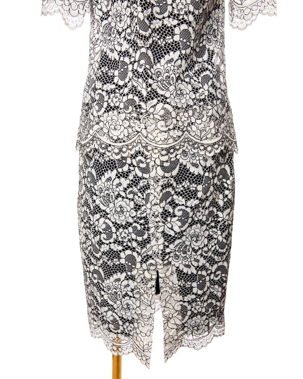 Trina Turk Black & Ivory Lace Two-Piece Top & Pencil Skirt Set