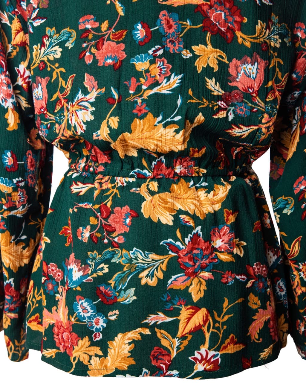FRYE Emerald Floral Button Front Peplum Blouse