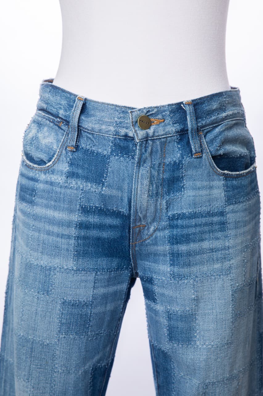 FRAME Le High Straight Patchwork Denim Jeans