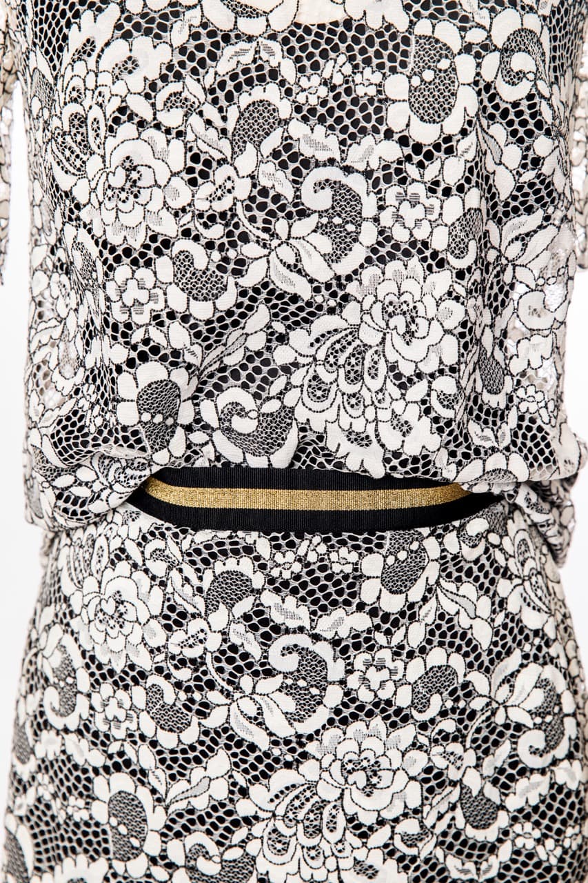 Trina Turk Black & Ivory Lace Two-Piece Top & Pencil Skirt Set