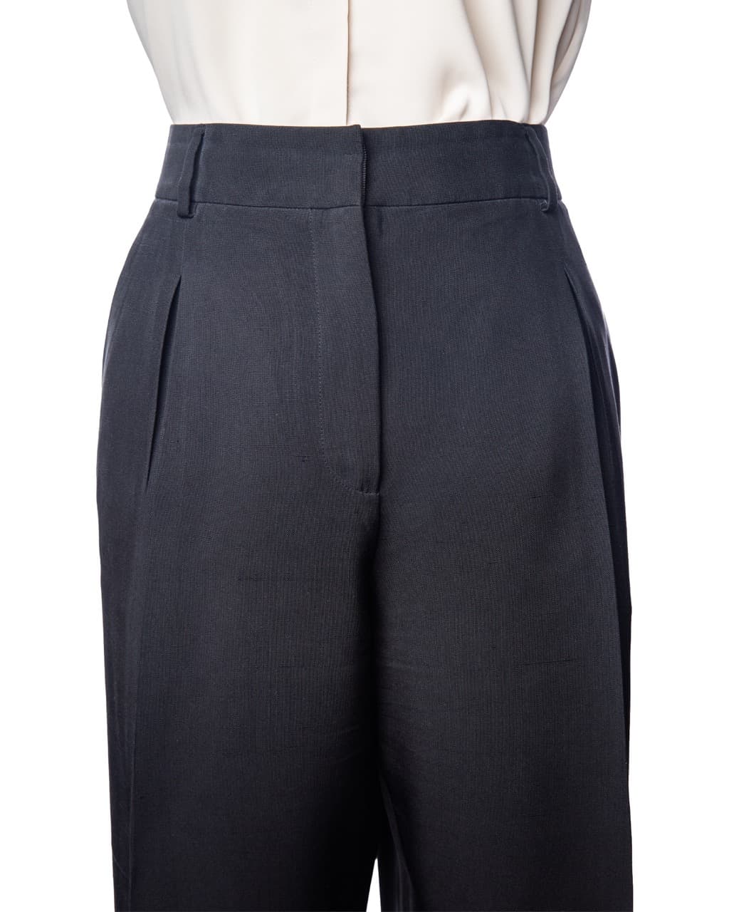 Giorgio Armani 100% Silk Navy Tailored Slacks