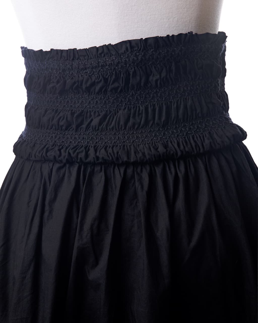 Anthropologie Black Smocked-Waist Cotton Mini Skirt