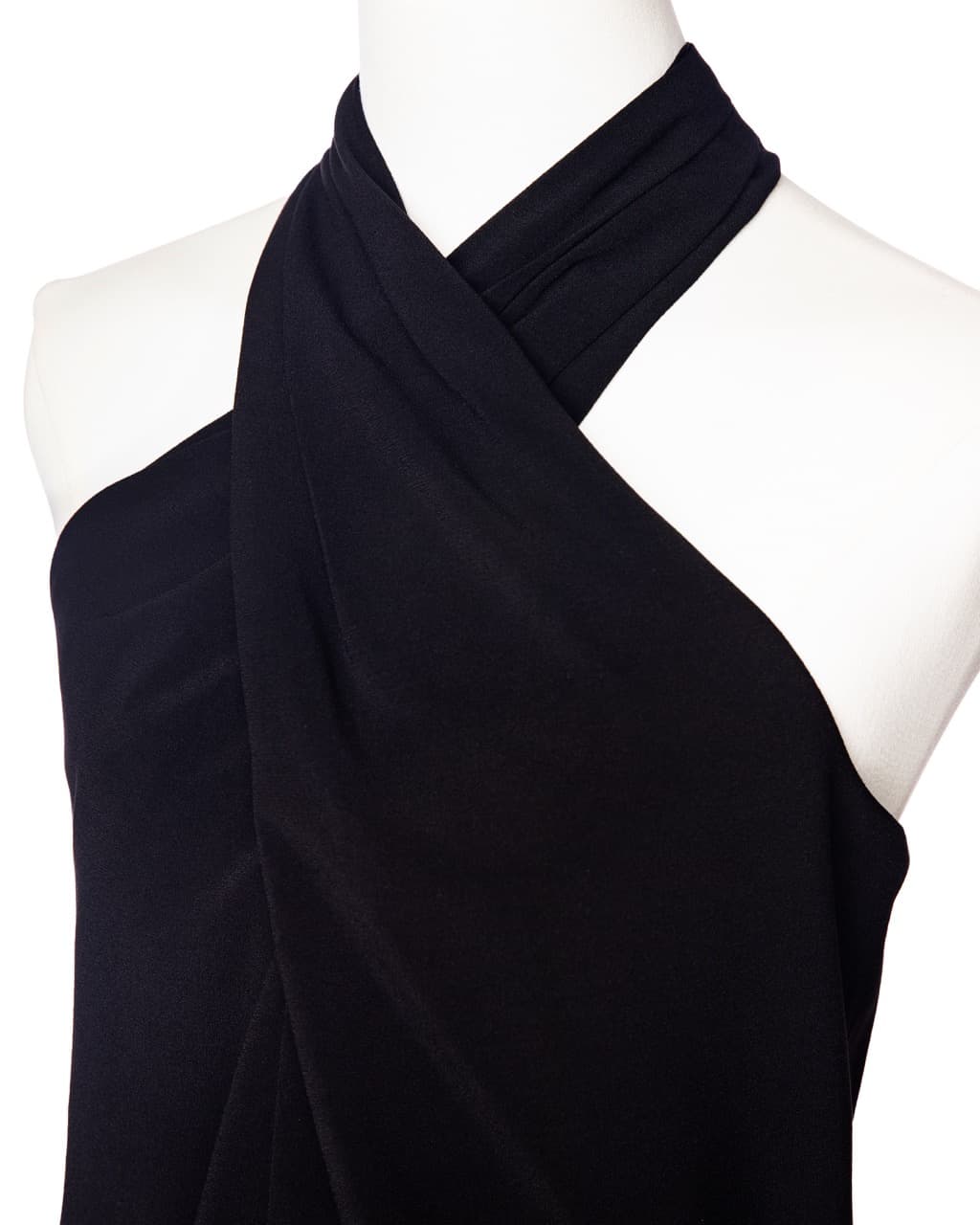 HALSTON Black Crisscross Halter Mini Dress