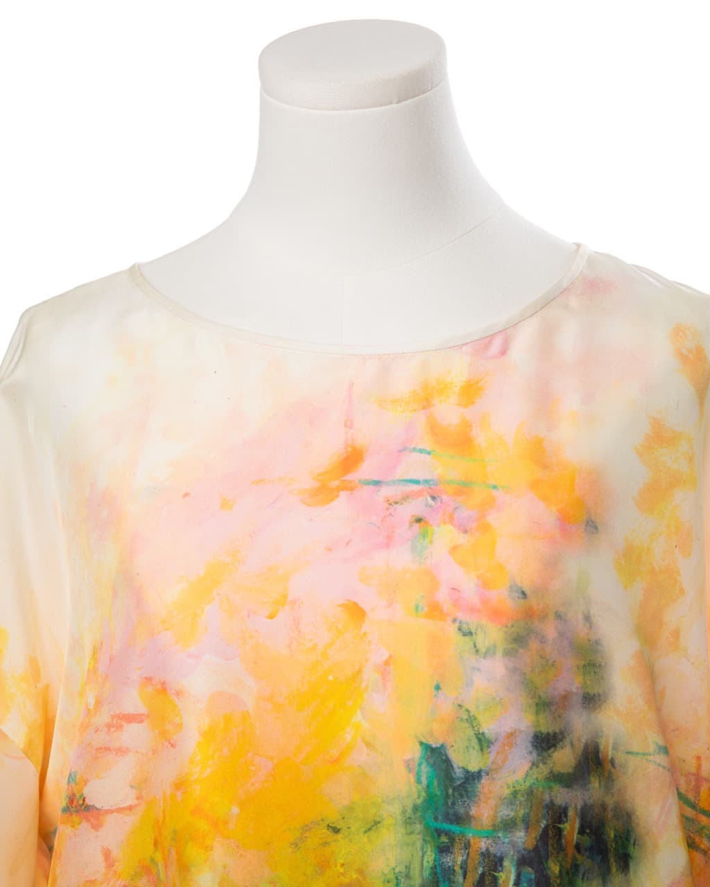 Lafayette 148 New York Abstract Watercolor 100% Silk Dolman Tunic Blouse