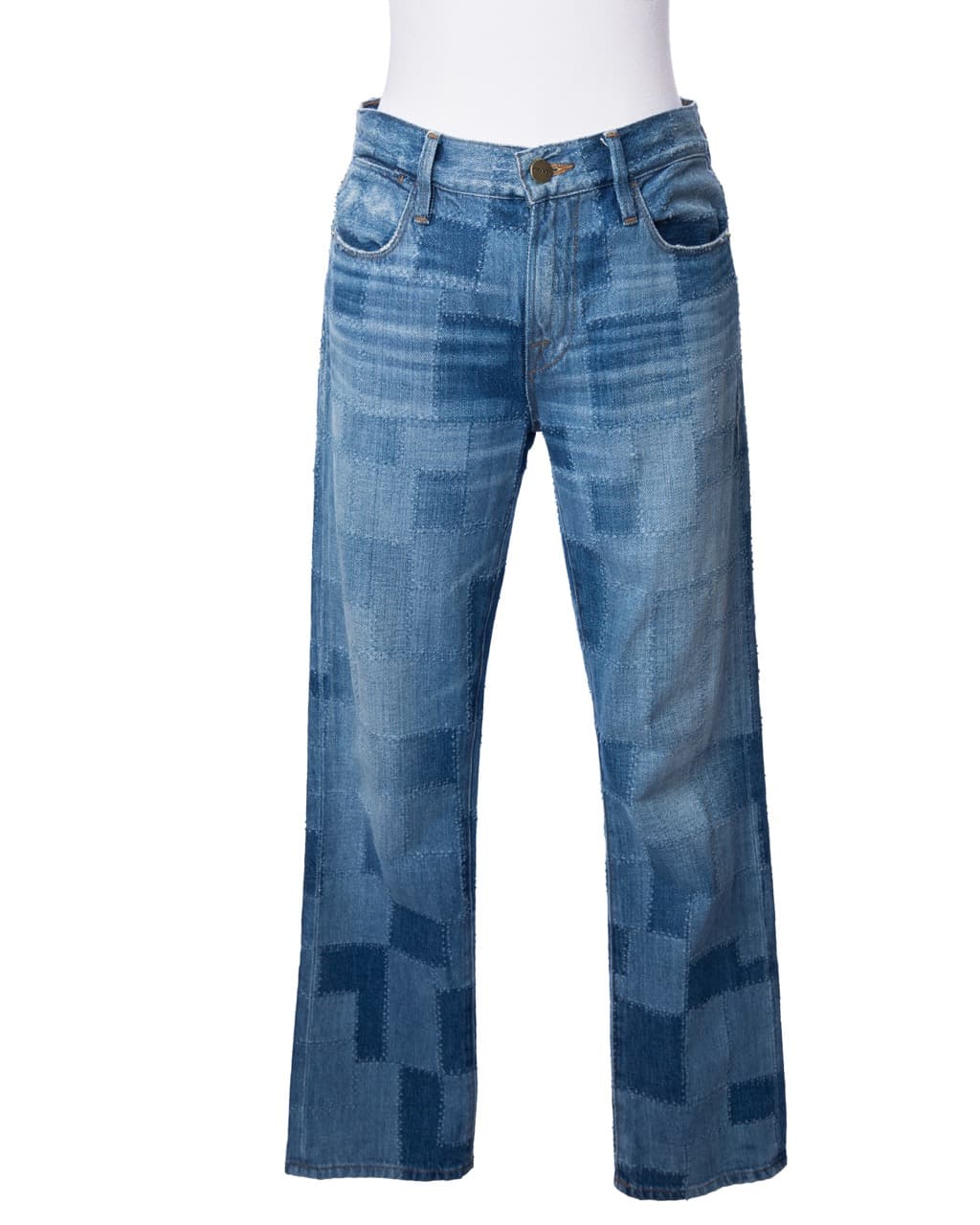 FRAME Le High Straight Patchwork Denim Jeans