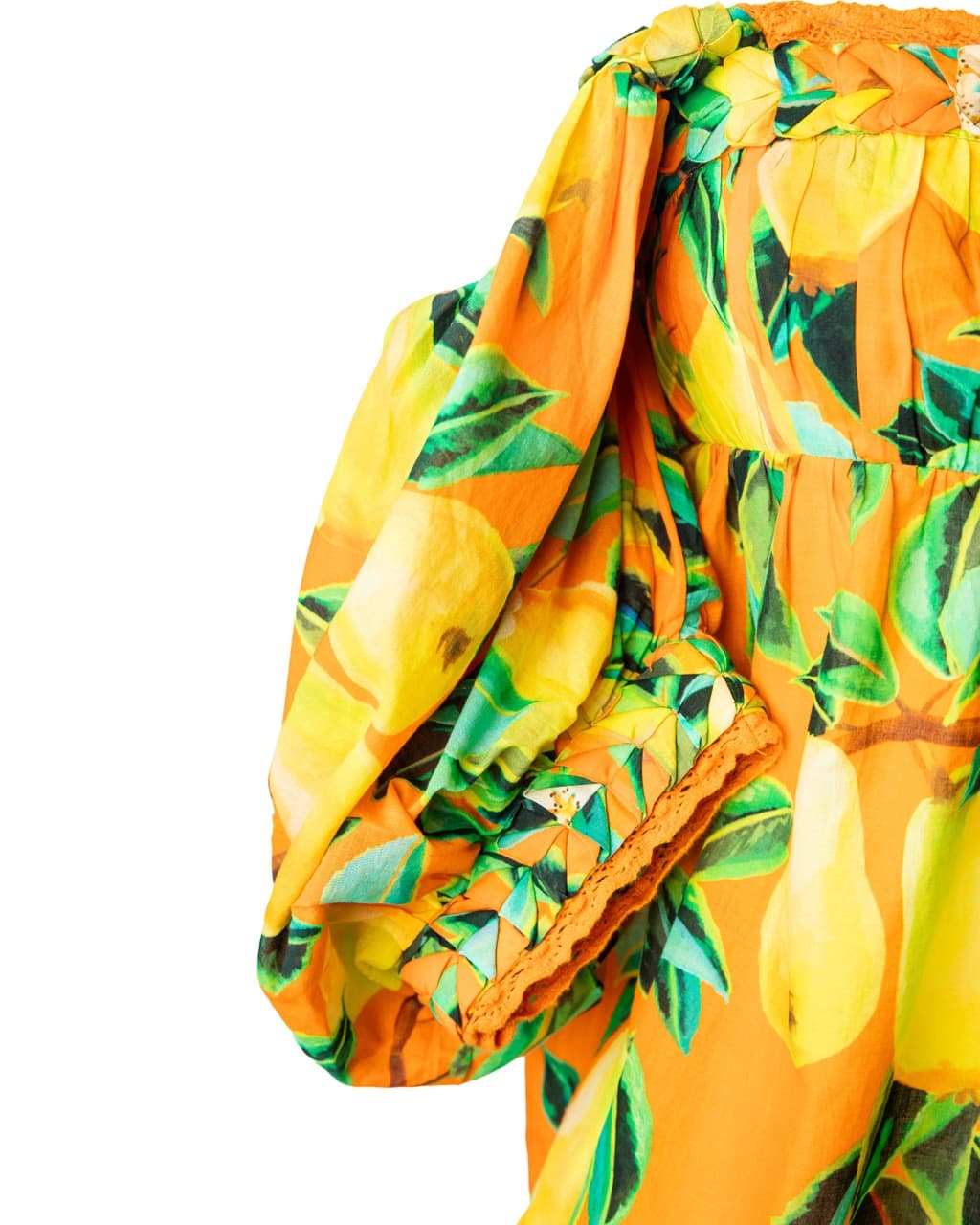 Farm Rio Pear Print Off-Shoulder Cotton Top