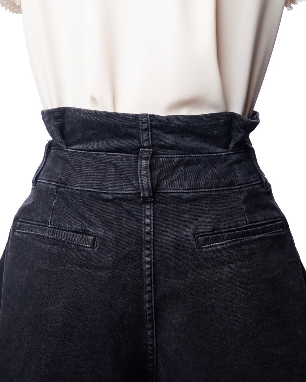 IRO Paris Tocey Zip-Detailed High-Waist Washed Black Denim Shorts