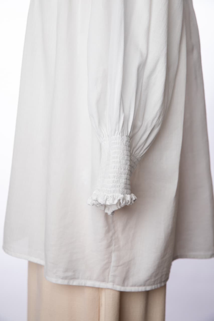 Munthe White Smocked Cotton Tunic Blouse