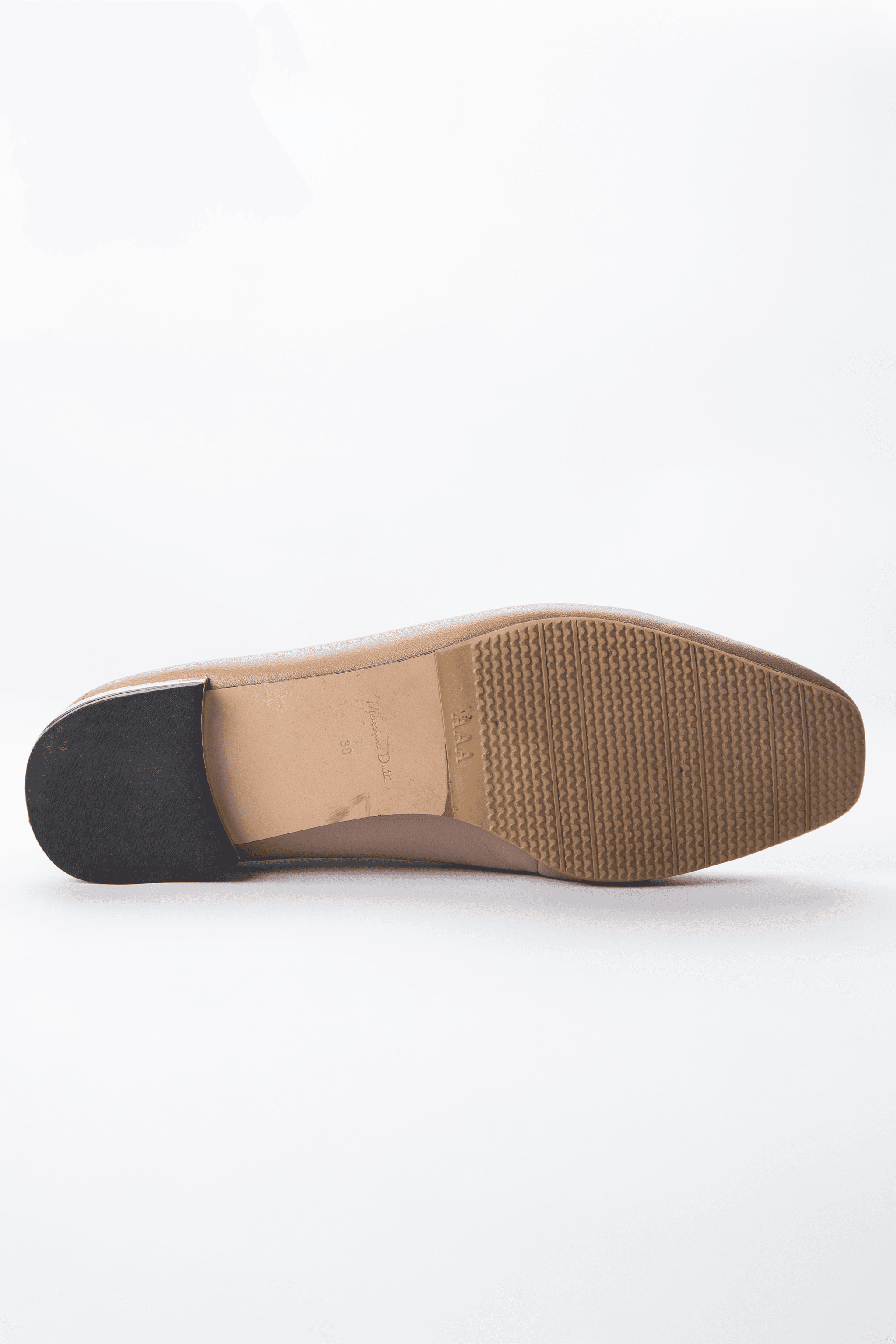 Massimo Dutti Blush Taupe Leather Chain Loafers