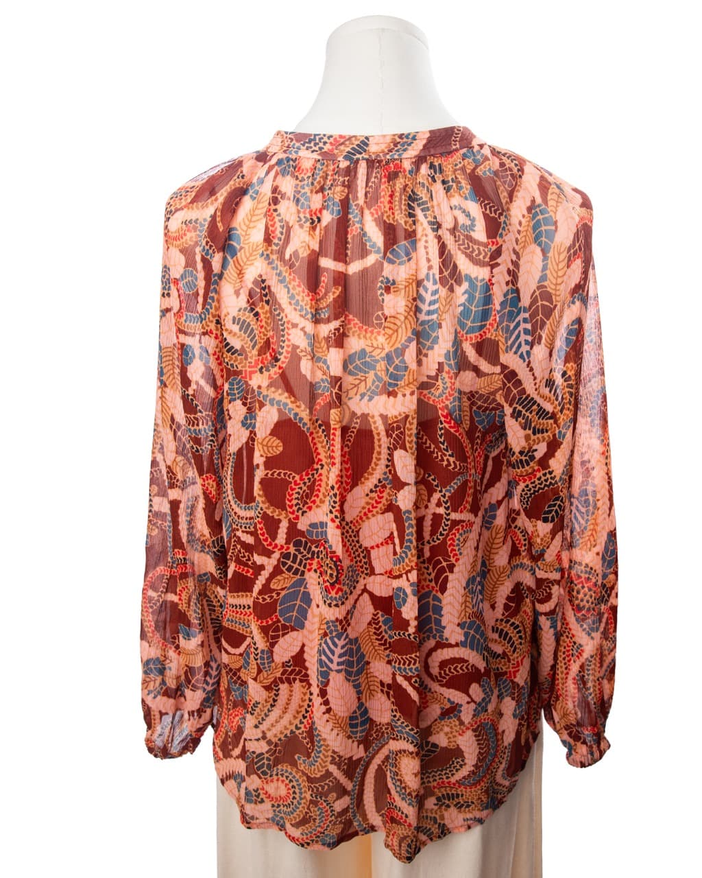 A.L.C. Delphina 100% Silk Botanical Paisley Tie-Neck Blouse