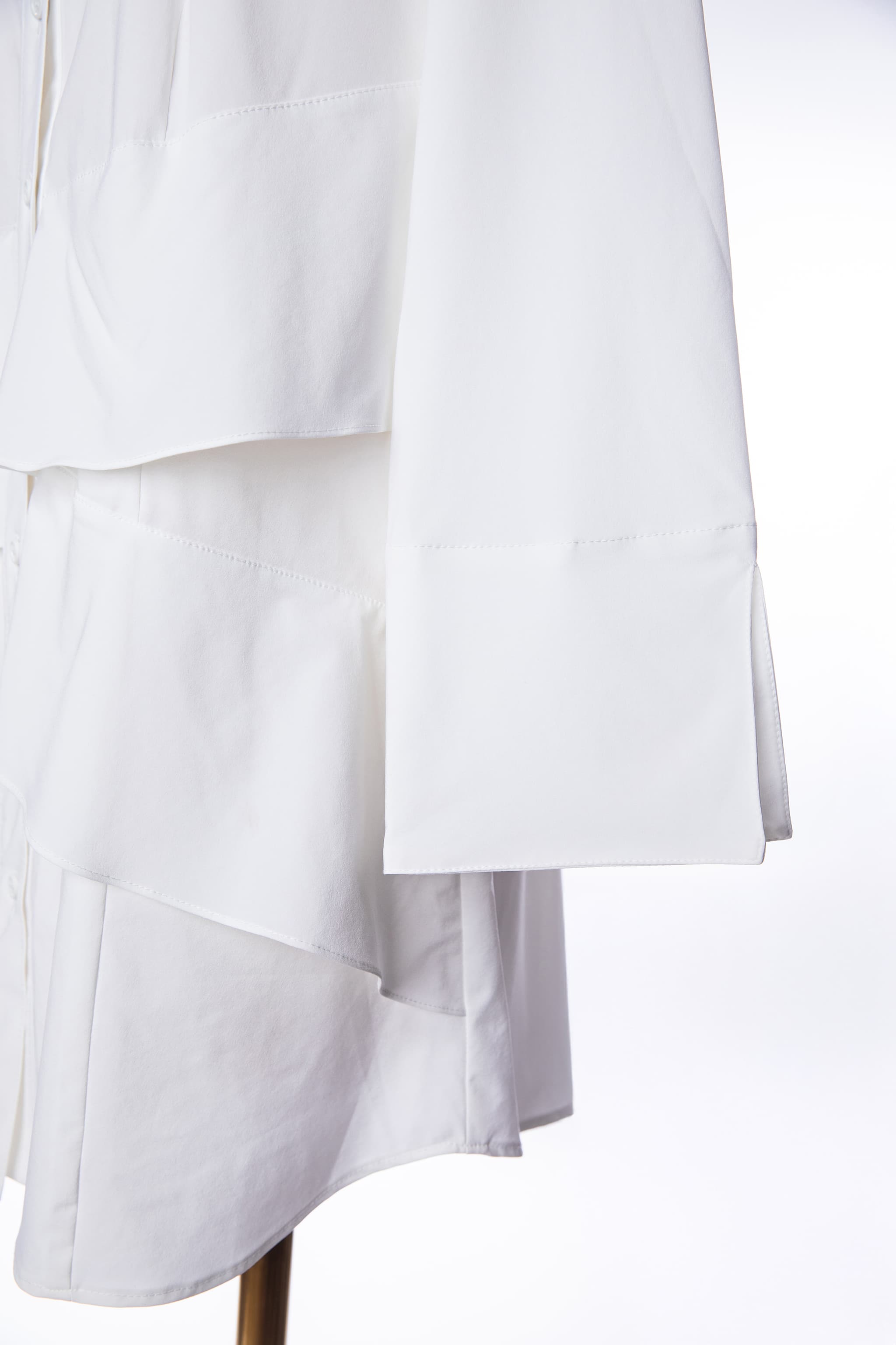 Joseph Ribkoff White Tiered Ruffle Button-Front Shirt Tunic Dress