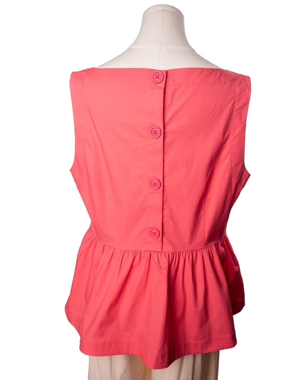 Kate Spade New York Coral Pink Button-Back Peplum Top