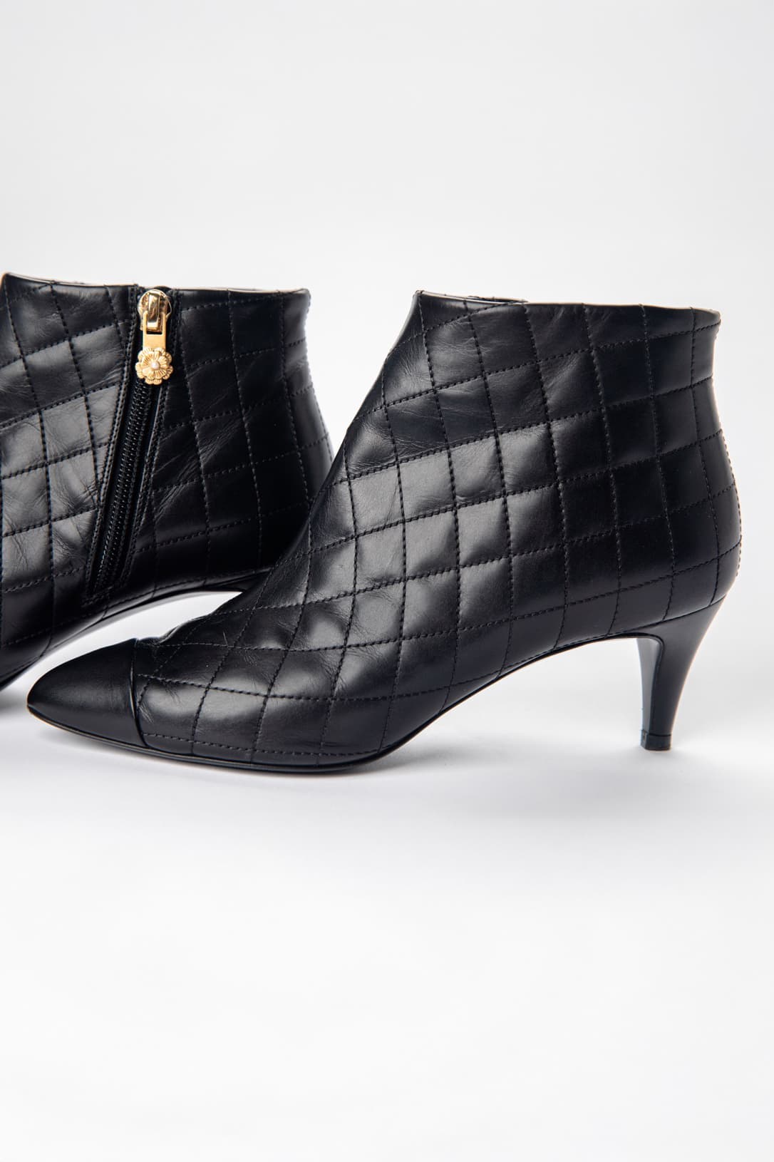 CHANEL Quilted Lambskin Ankle Booties | Authenticated