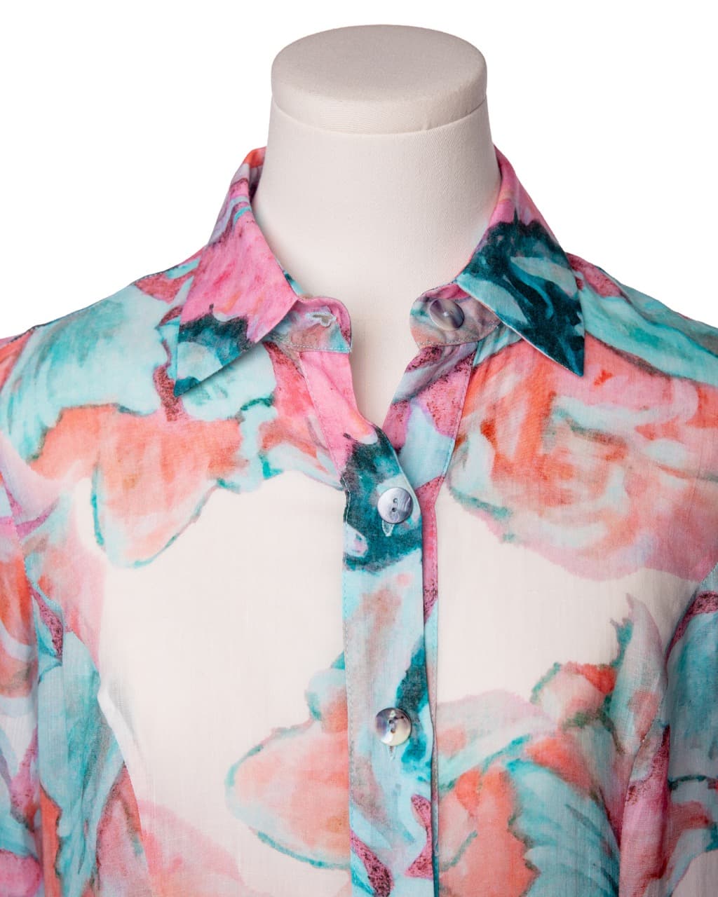 Ala von Auersperg Floral Cotton Voile Shirt Dress with Detachable Belt