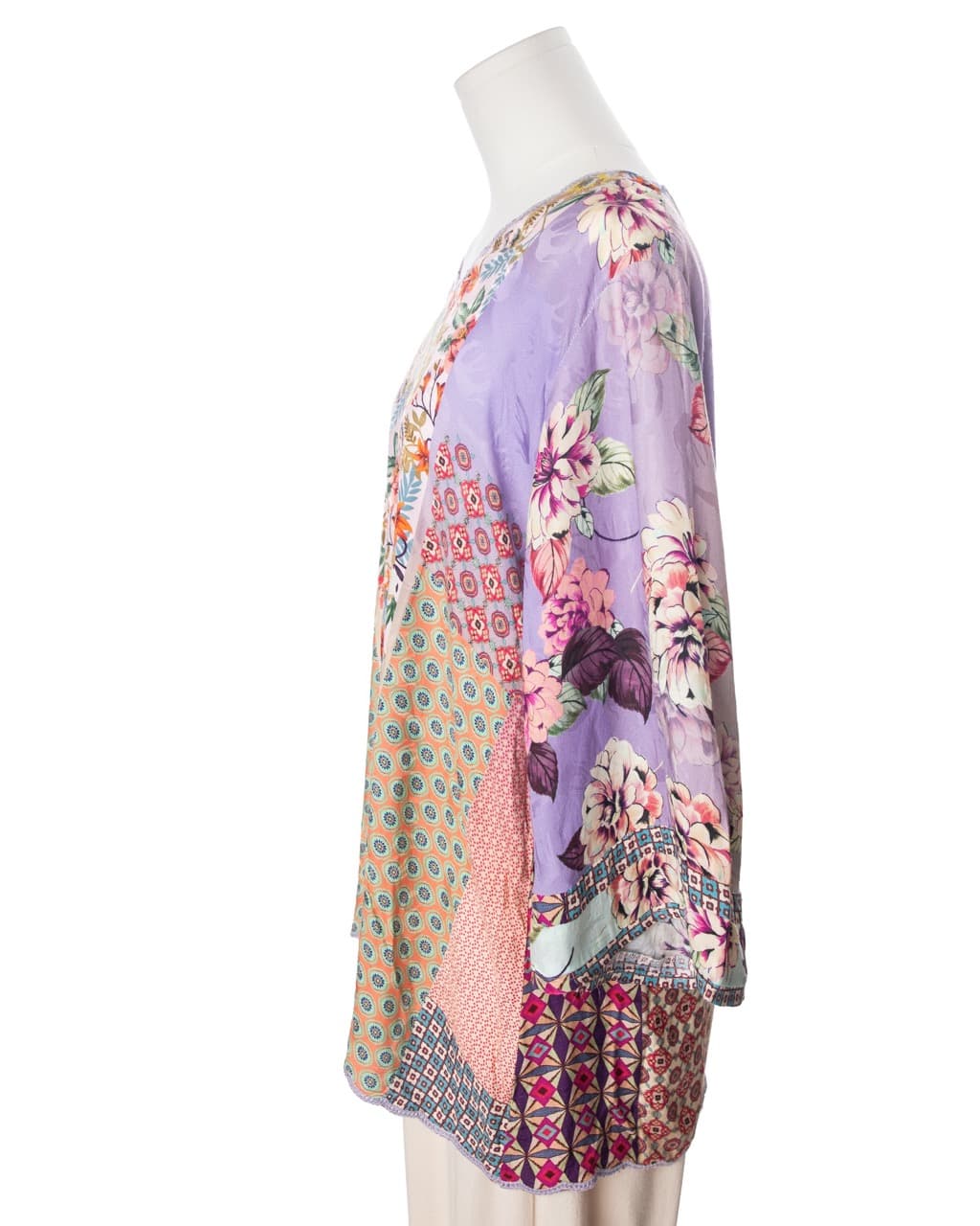 Johnny Was Patchwork Floral Boho Tunic Blouse