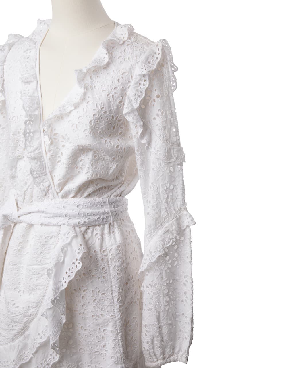 Veronica Beard Julia White Eyelet Belted Wrap Mini Dress