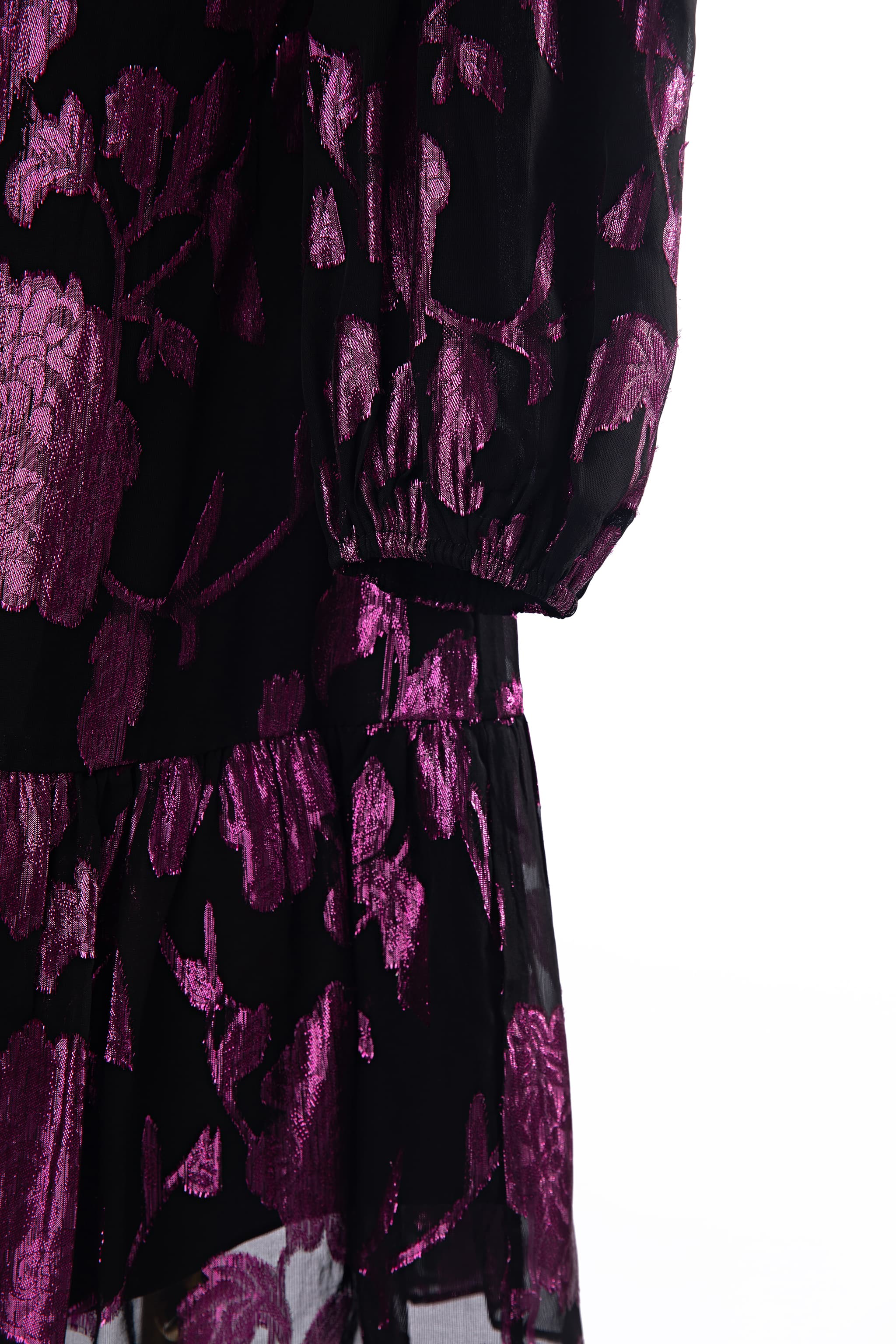 Milly Metallic Floral Chiffon Shift Dress