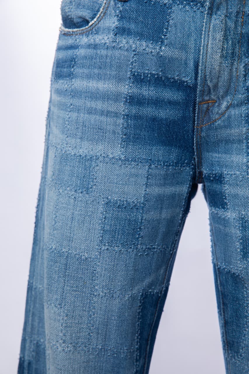 FRAME Le High Straight Patchwork Denim Jeans