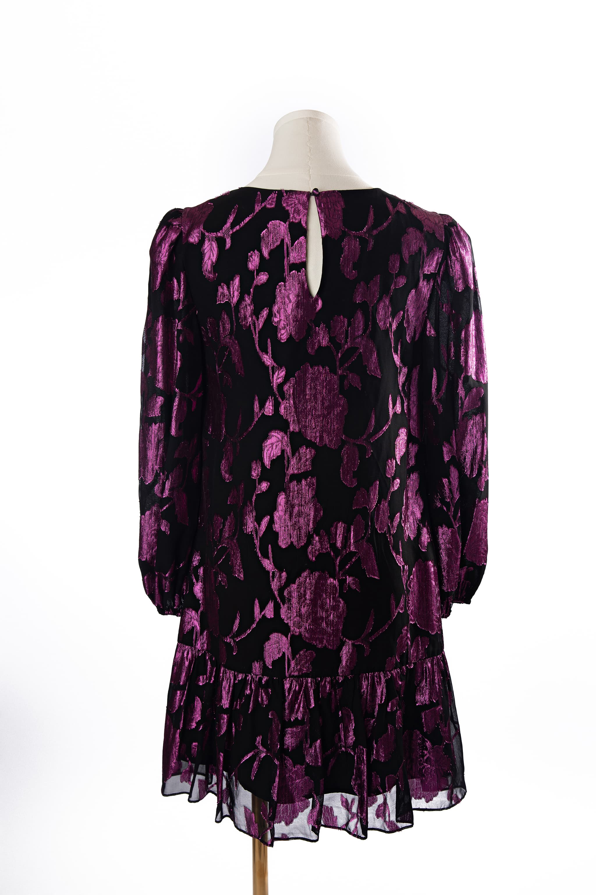Milly Metallic Floral Chiffon Shift Dress