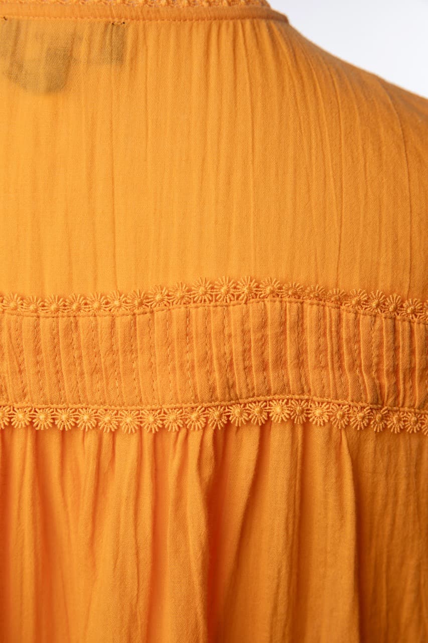 ME+EM Orange Pintuck Button Front Blouse - 100% Cotton