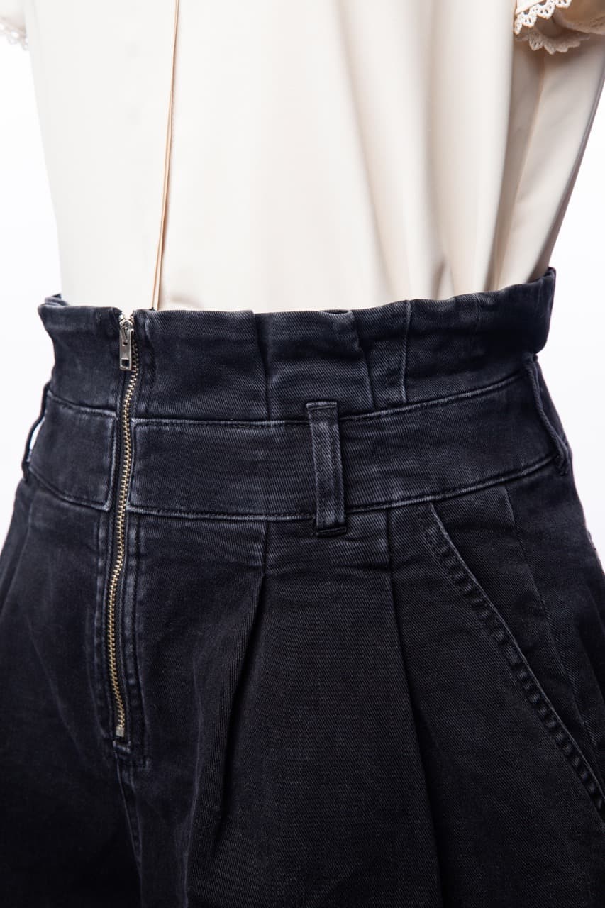 IRO Paris Tocey Zip-Detailed High-Waist Washed Black Denim Shorts