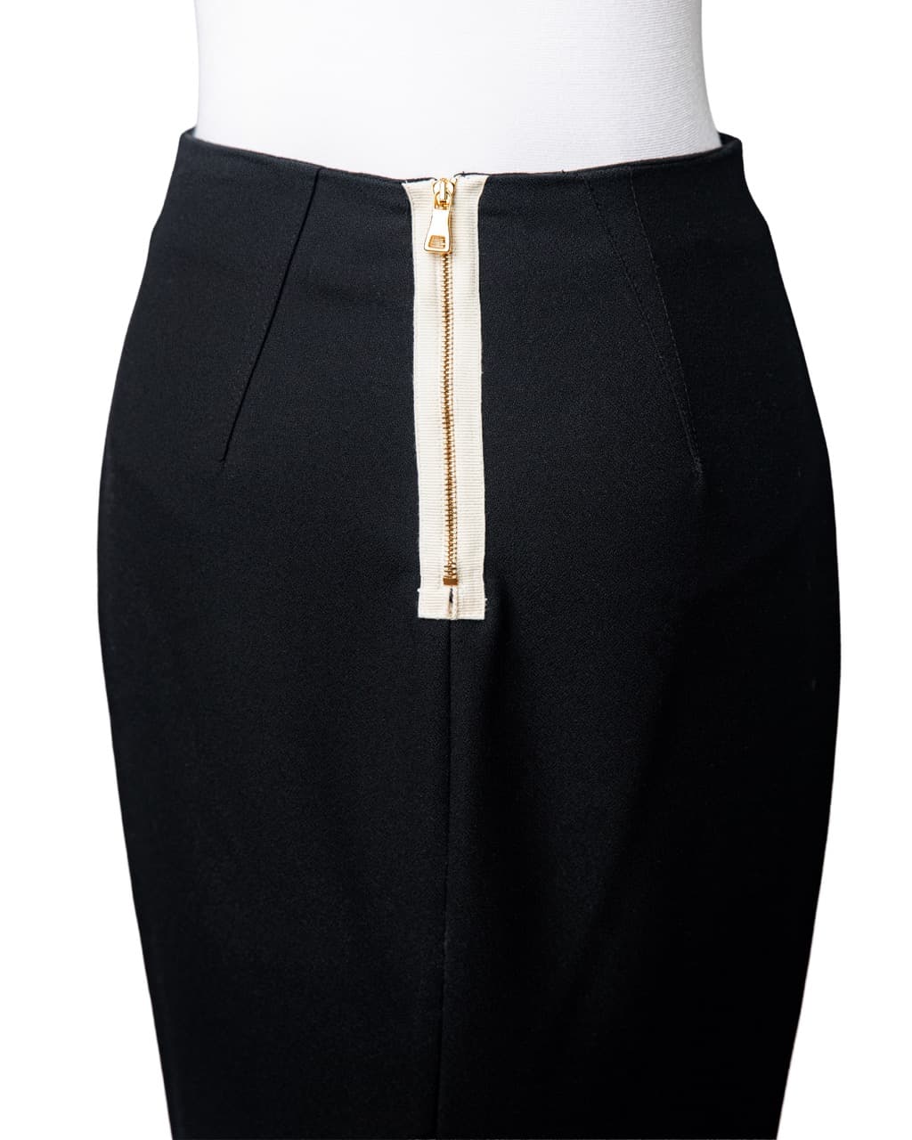 L’Agence Black Contrast-Zip Mermaid Midi Skirt