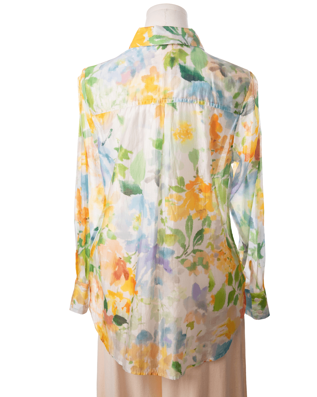 Bailey/44 Watercolor Floral Semi-Sheer Button-Down Blouse