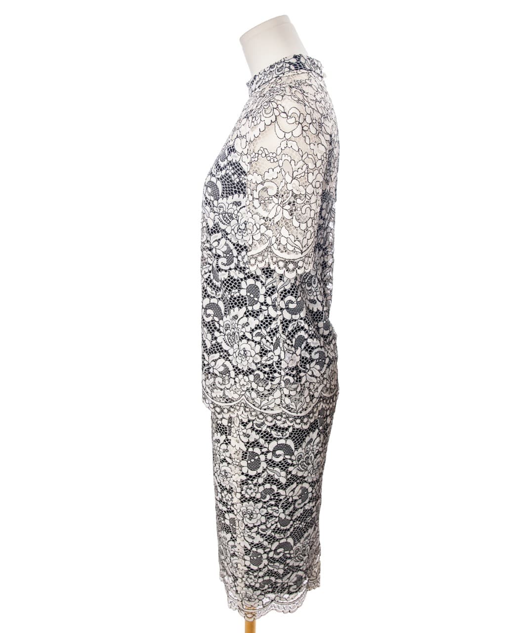 Trina Turk Black & Ivory Lace Two-Piece Top & Pencil Skirt Set