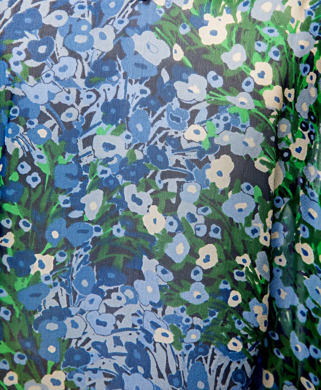 Fei Blue Garden Floral Silk Blouse