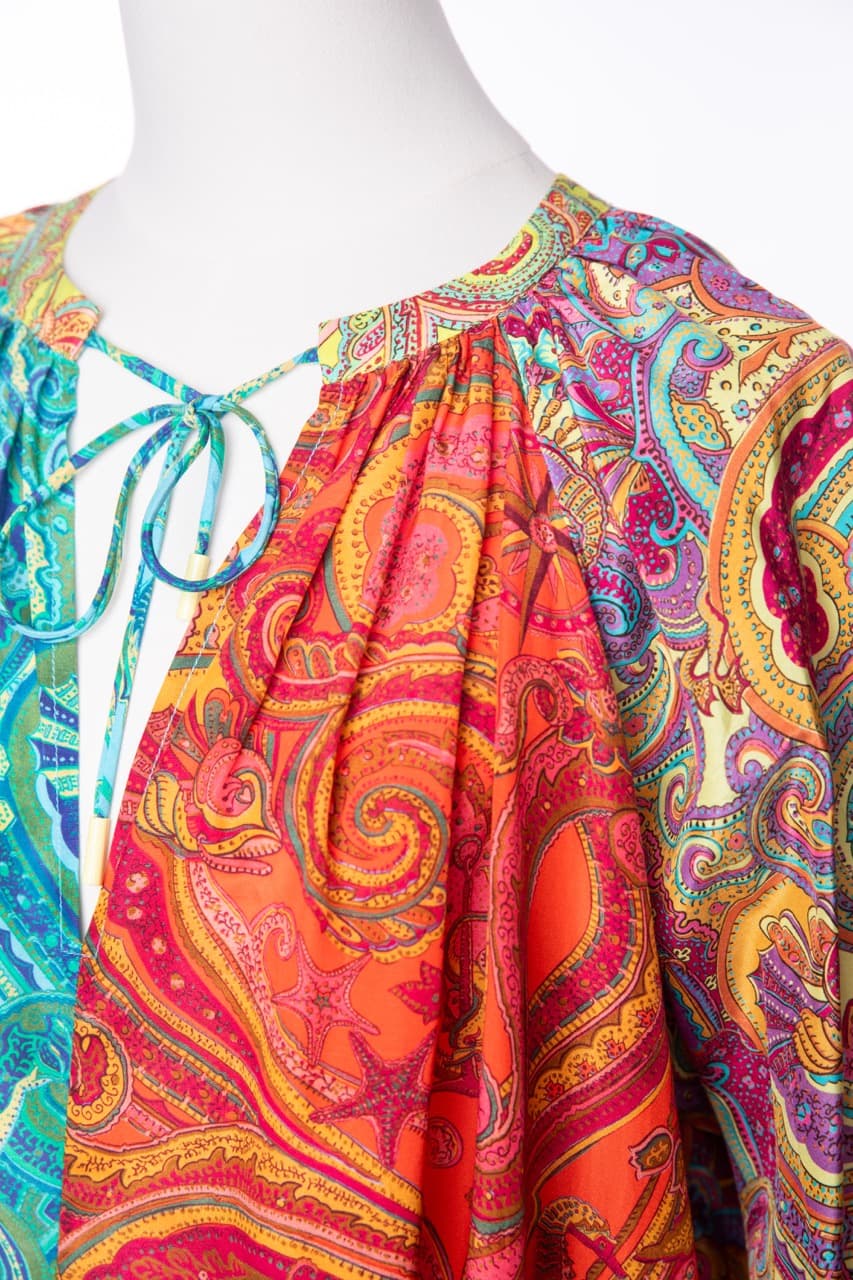 ALÉMAIS Paisley Tie-Neck Blouse NWT