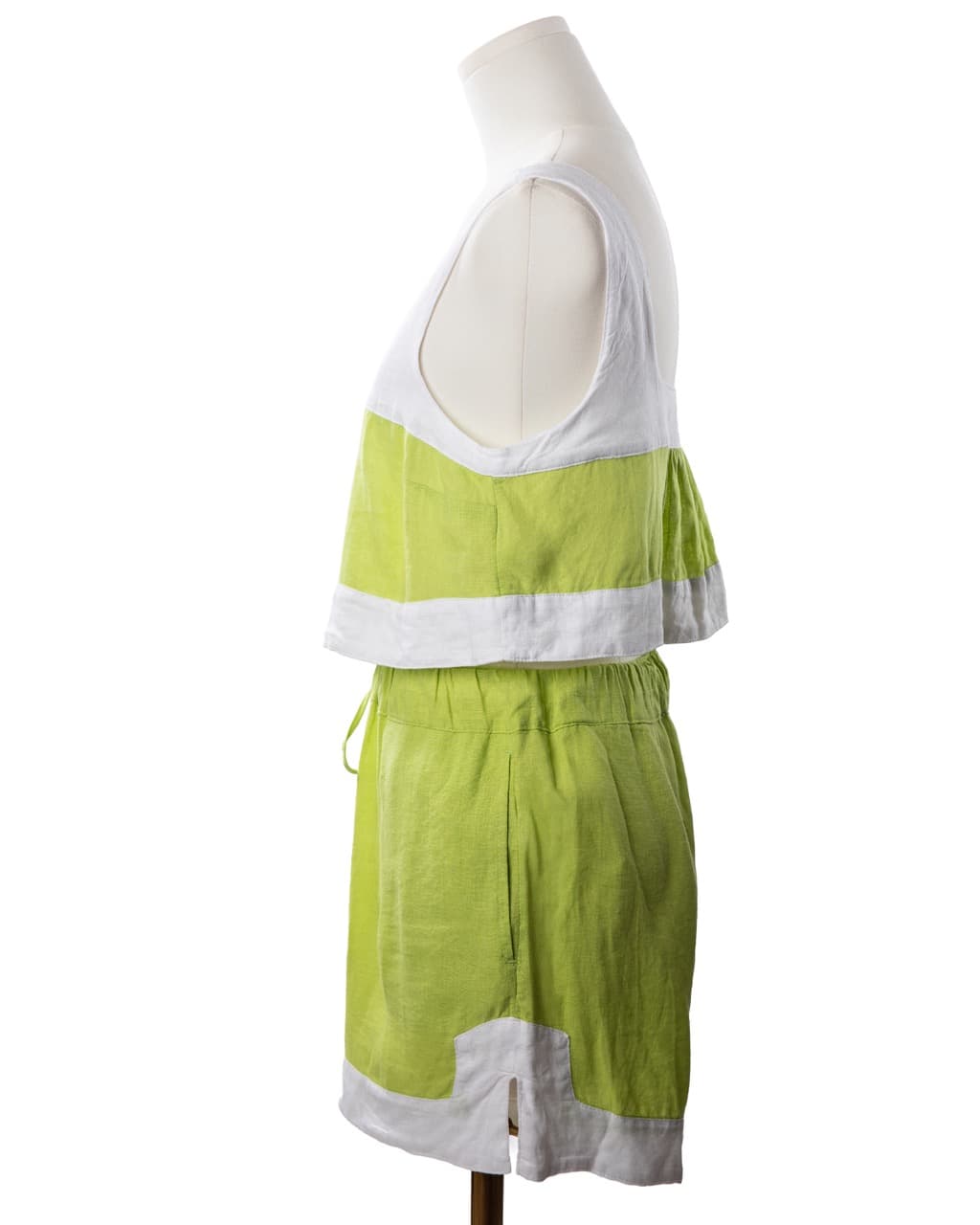 Haute Hippie Lime Linen Blend Crop Top & Shorts Set