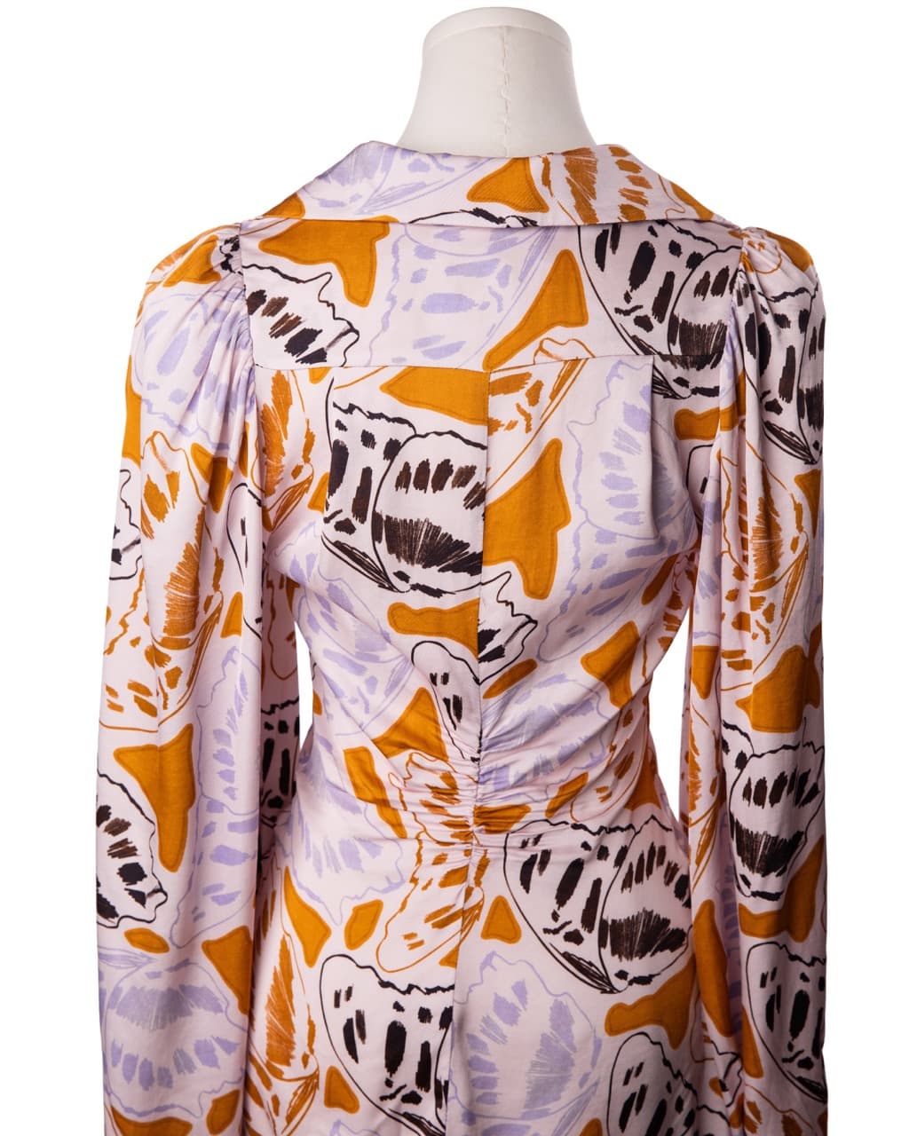 For Love & Lemons Butterfly Print Ruched Mini Dress | Long Sleeve
