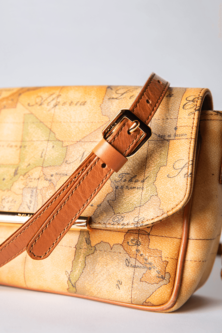 Alviero Martini 1A Classe Geo Classic Map-Print Chain Crossbody Bag
