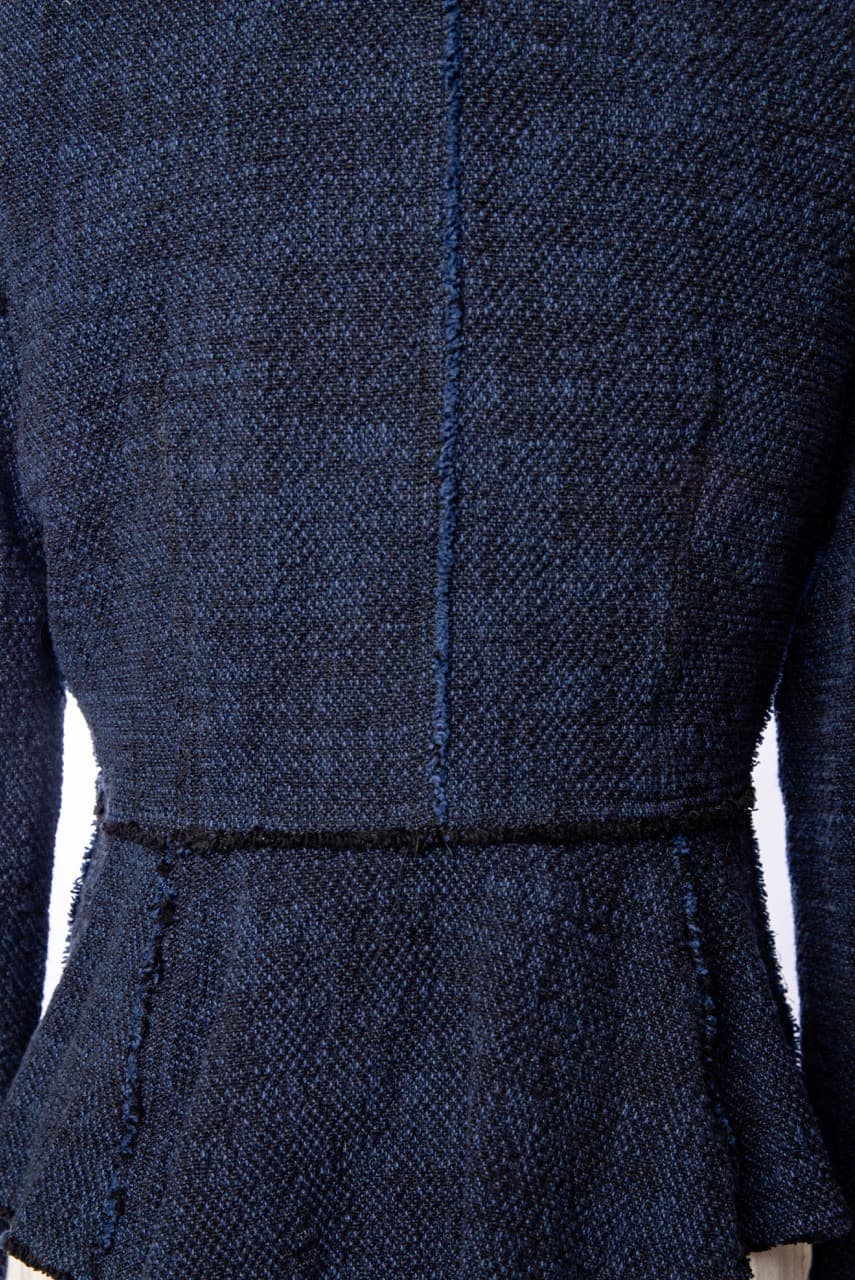 Rebecca Taylor Navy Tweed Zip-Front Jacket