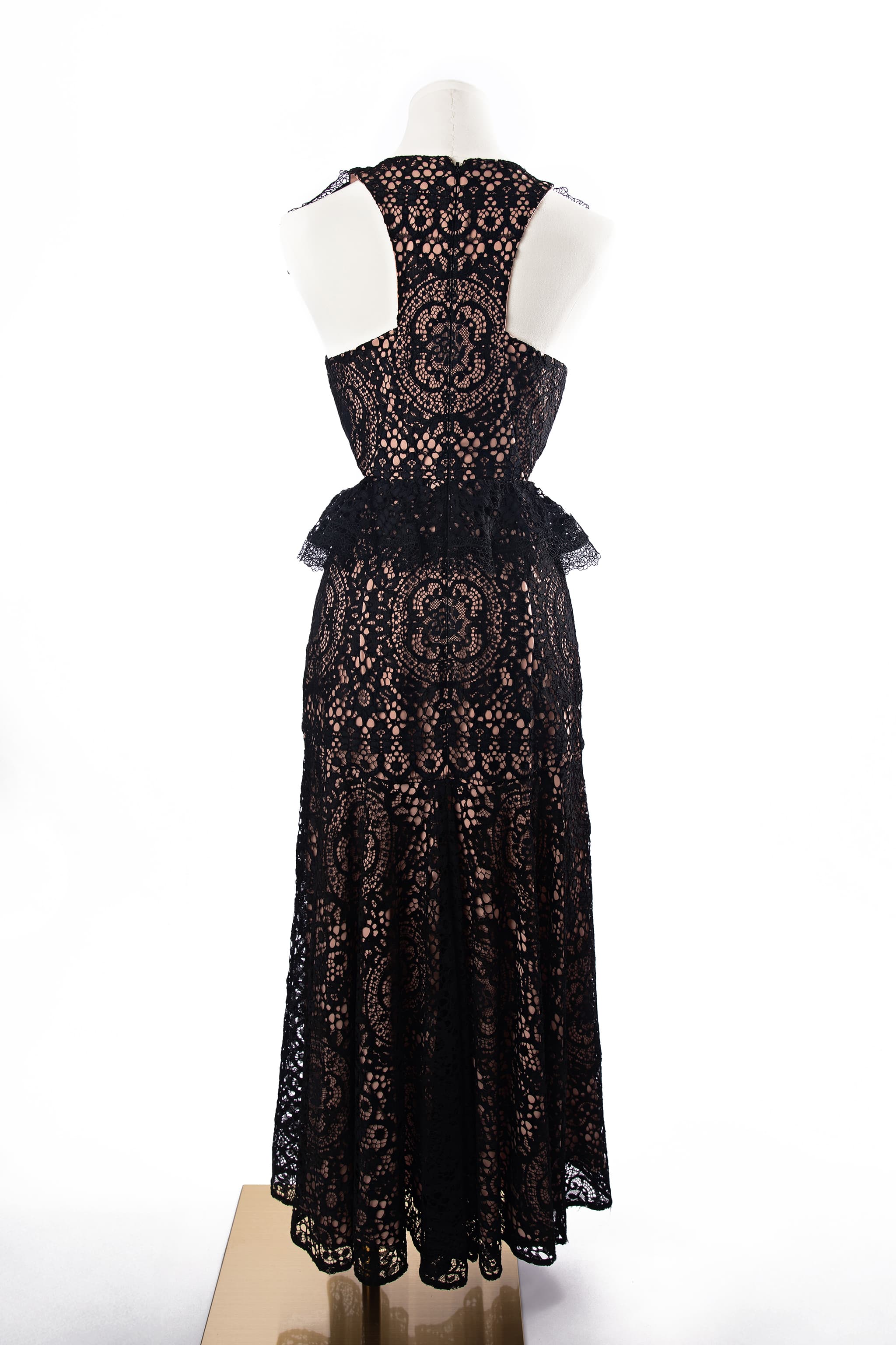 Alexis Midnight Lace Ruffle Midi Dress