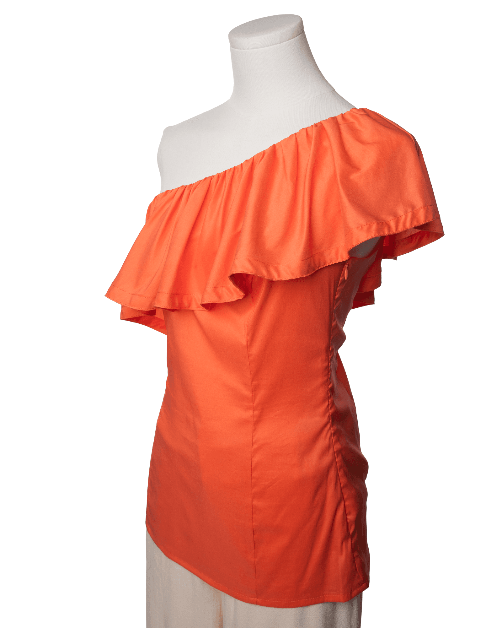 Trina Turk Los Angeles One-Shoulder Ruffle Top in Sunset Coral