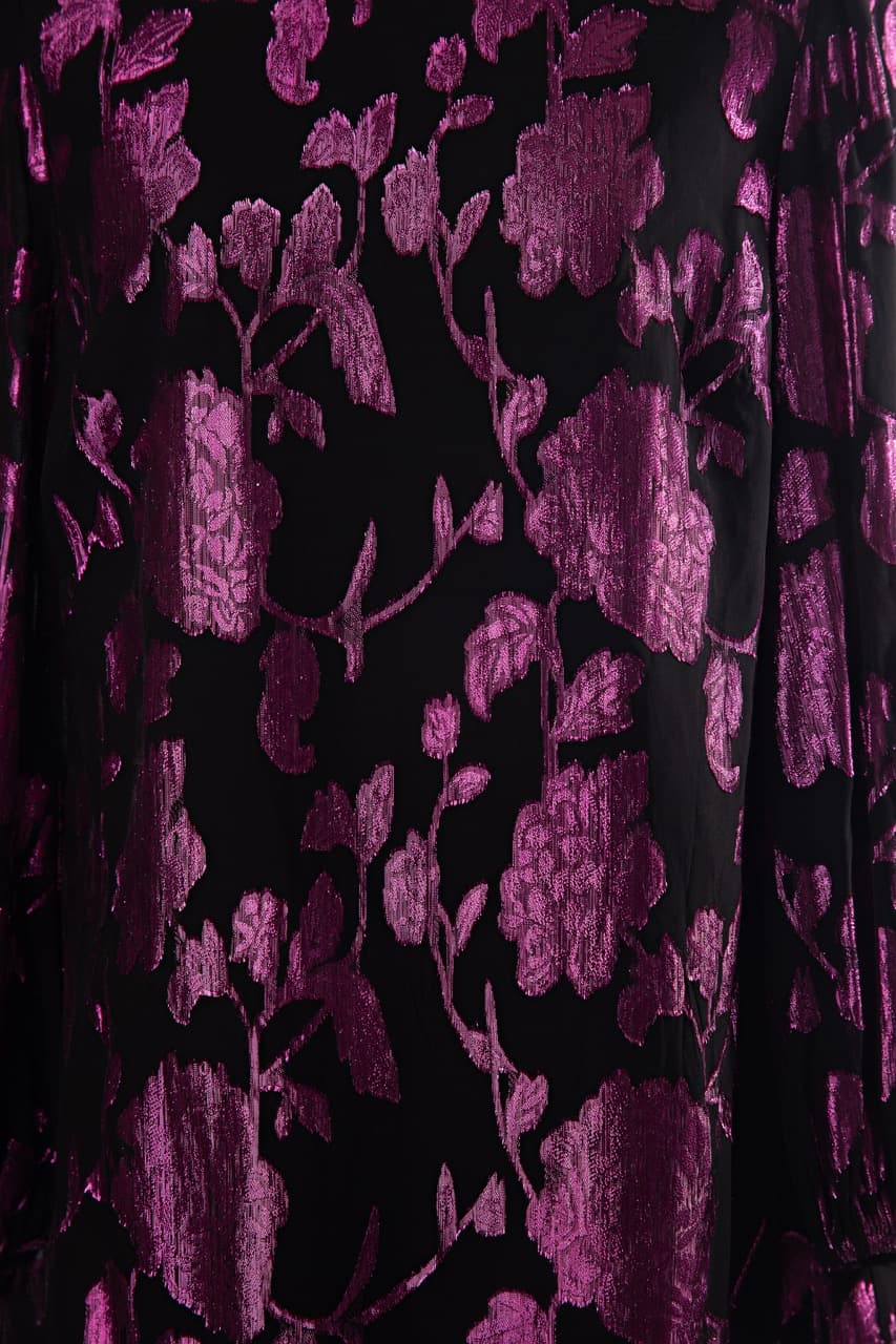Milly Metallic Floral Chiffon Shift Dress