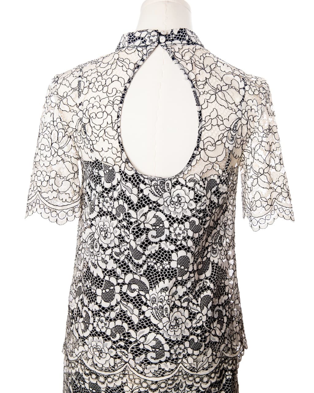 Trina Turk Black & Ivory Lace Two-Piece Top & Pencil Skirt Set