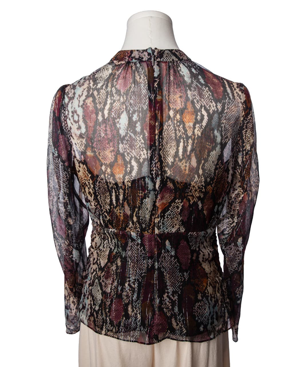 Rebecca Taylor Silk Python Print Surplice Blouse with Built-In Camisole