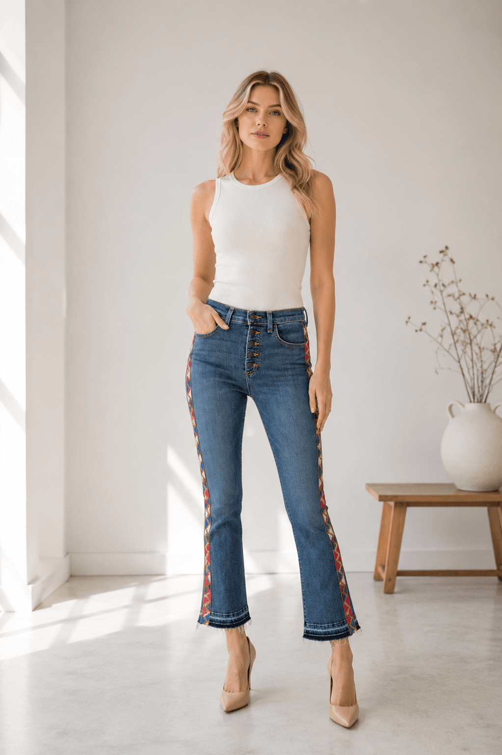 Veronica Beard Carolyn Tuxedo Striped Baby Boot Jean