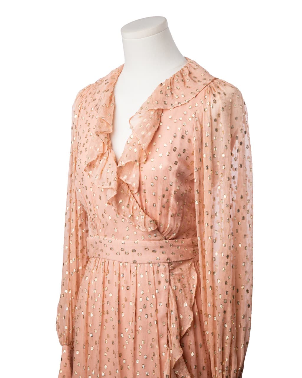 Zimmermann Lurex Silk Metallic Dot Wrap Midi Dress